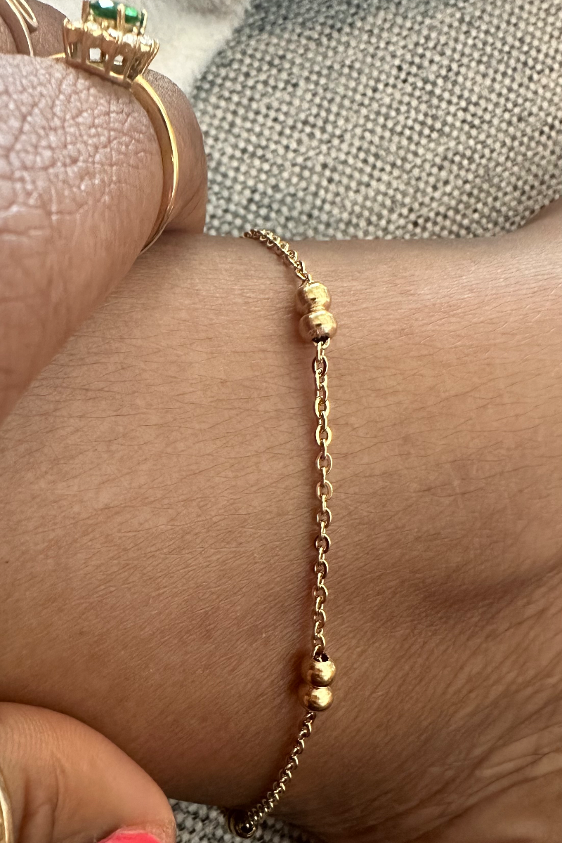 Beaded Dainty Anklet: Gold